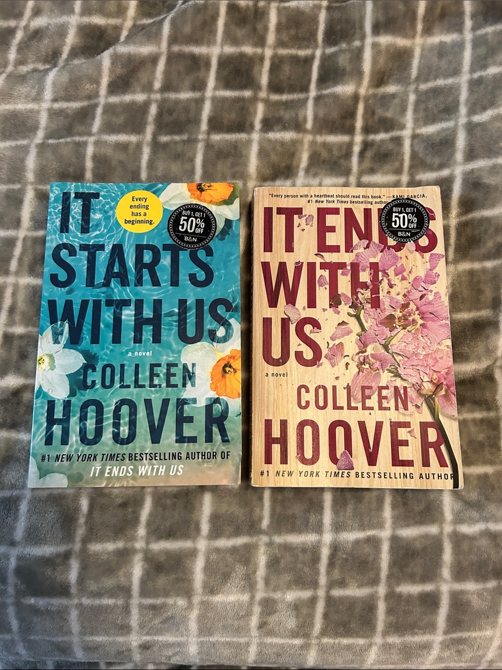 It Starts With Us & It Ends With Us by Colleen Hoover - Teal & Beige Covers